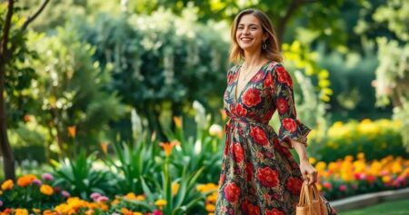 looks com vestido longo estampado para o dia